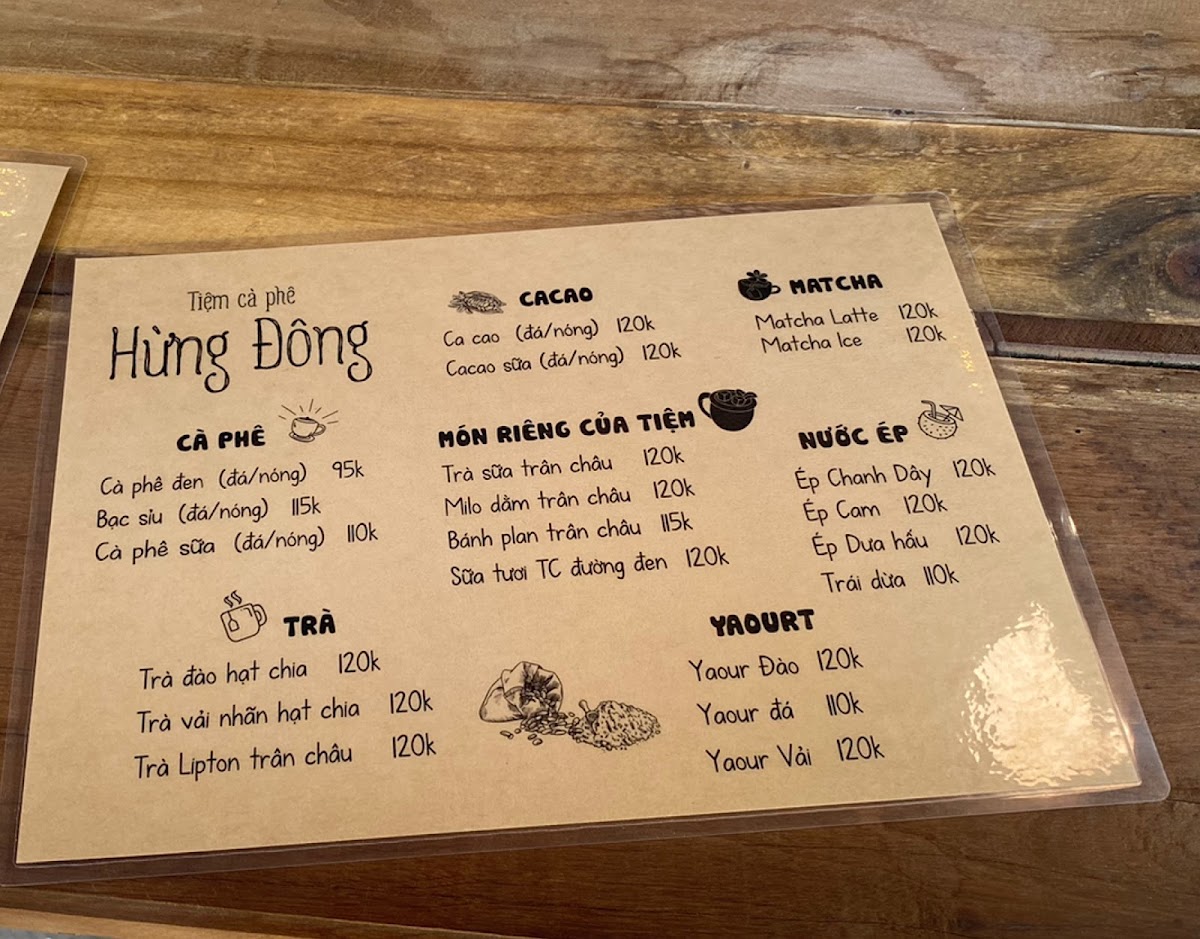 Menu Tiệm Cà Phê Hừng Đông-9